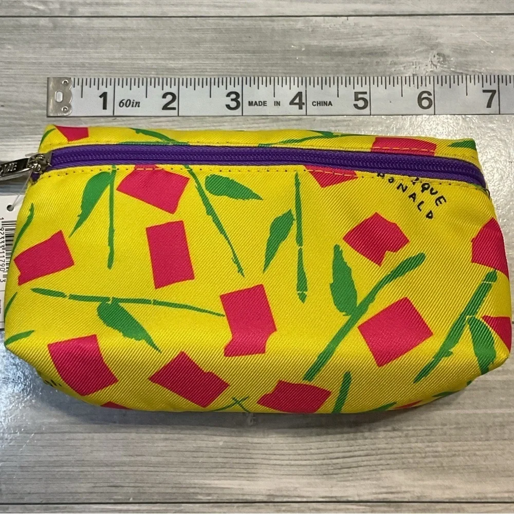 Clinique Donald X Vibrant Yellow Cosmetic Pouch NWT floral